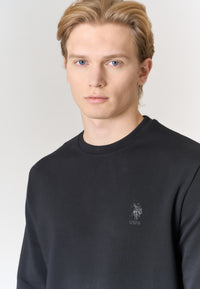 Felpa girocollo in misto cotone e scuba fleece