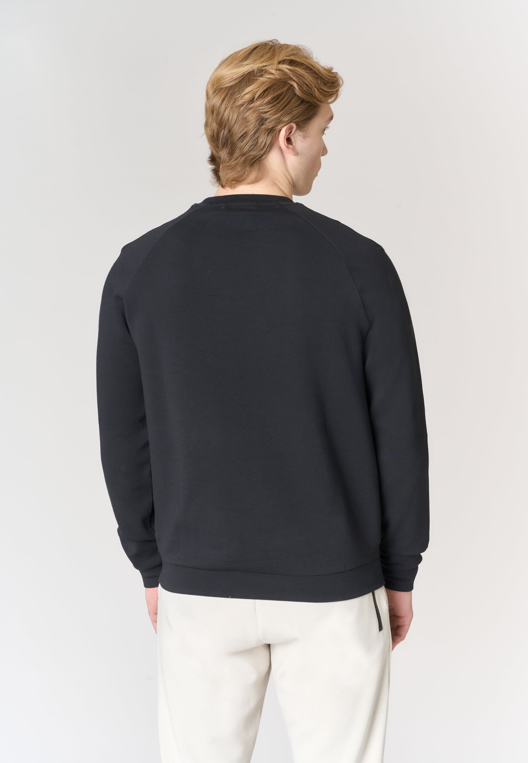 Felpa girocollo in misto cotone e scuba fleece