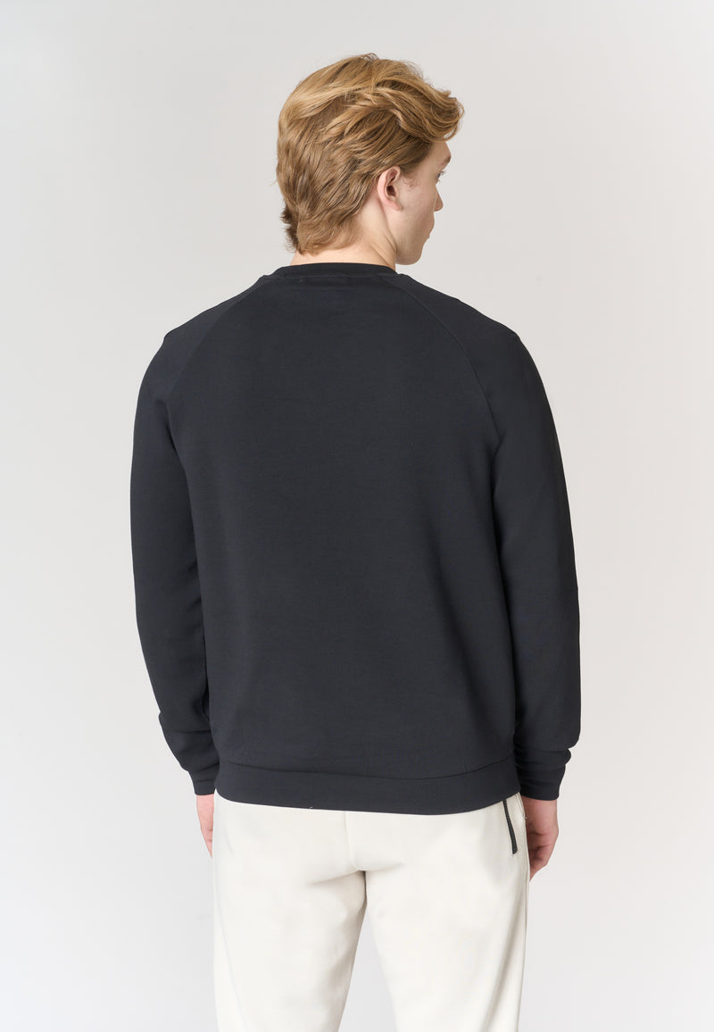 Felpa girocollo in misto cotone e scuba fleece