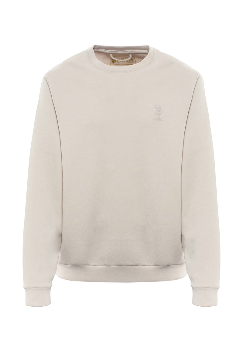 Felpa girocollo in misto cotone e scuba fleece