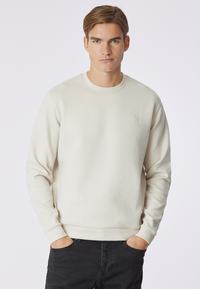 Felpa girocollo in misto cotone e scuba fleece