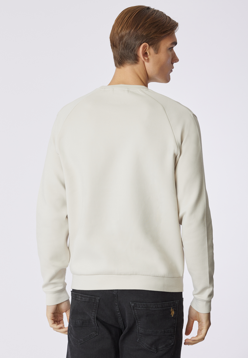 Felpa girocollo in misto cotone e scuba fleece