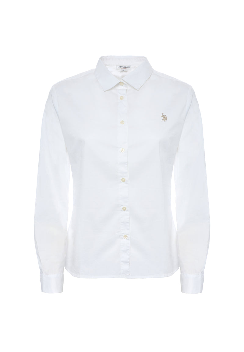Camicia misto cotone stretch popeline con ricamo