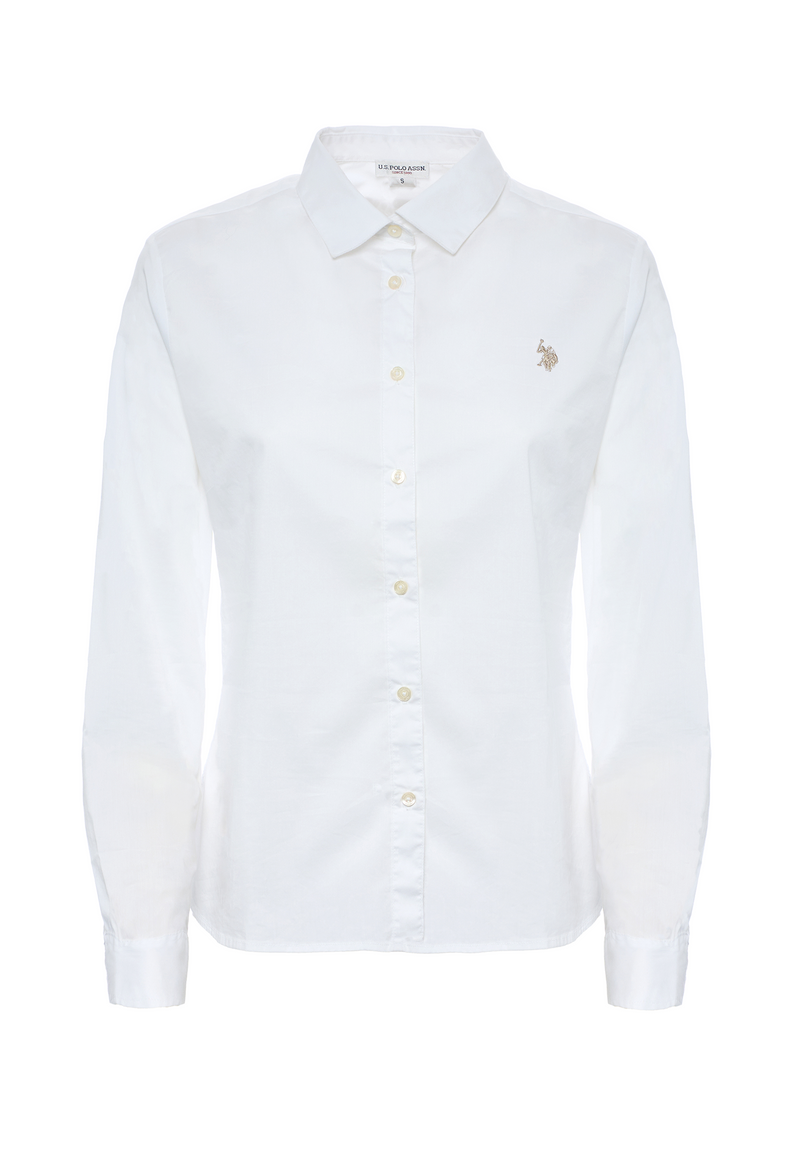 Camicia misto cotone stretch popeline con ricamo