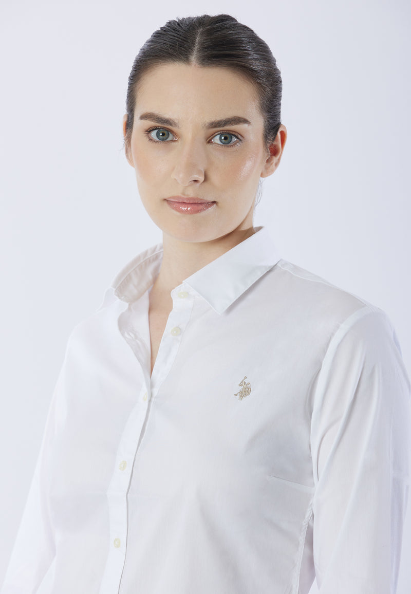 Camicia misto cotone stretch popeline con ricamo