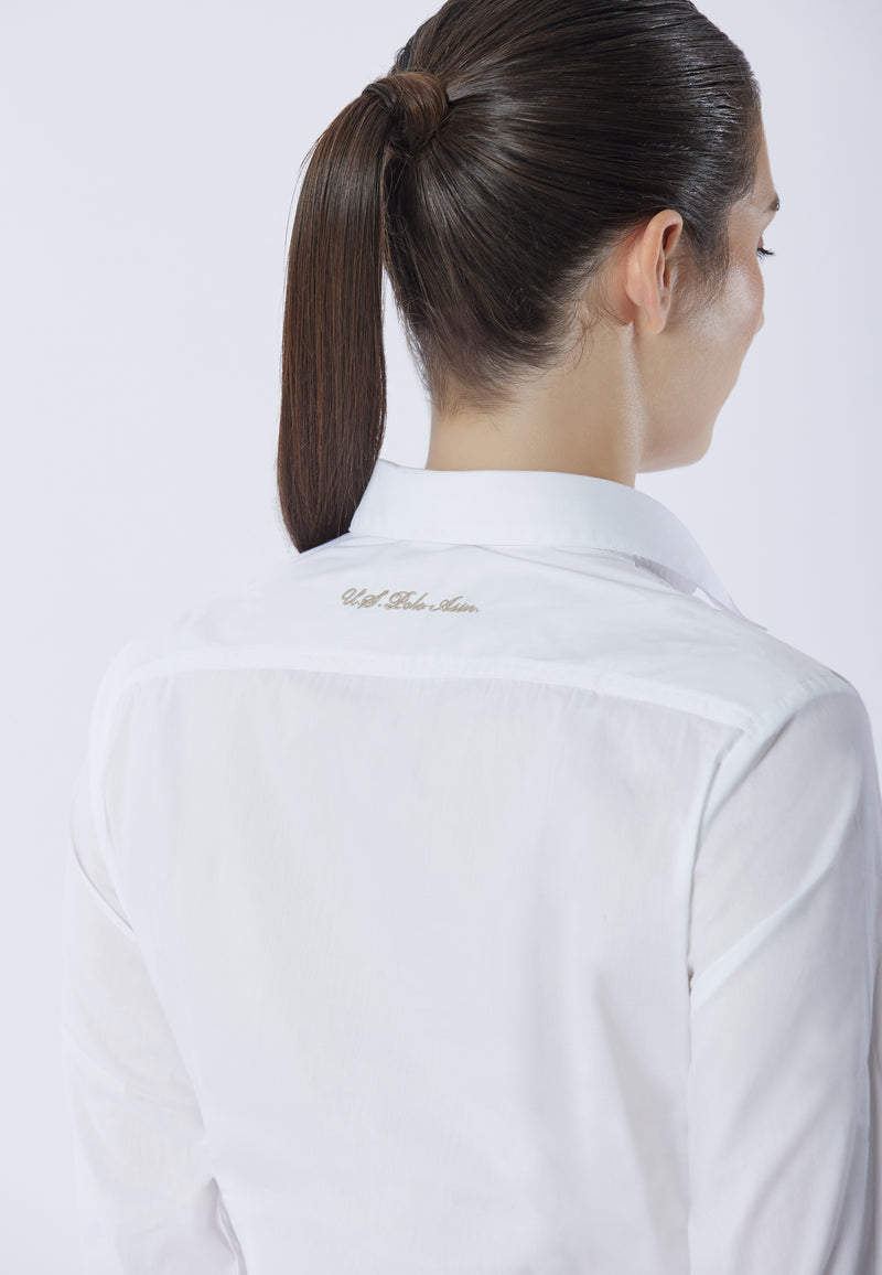 Camicia misto cotone stretch popeline con ricamo