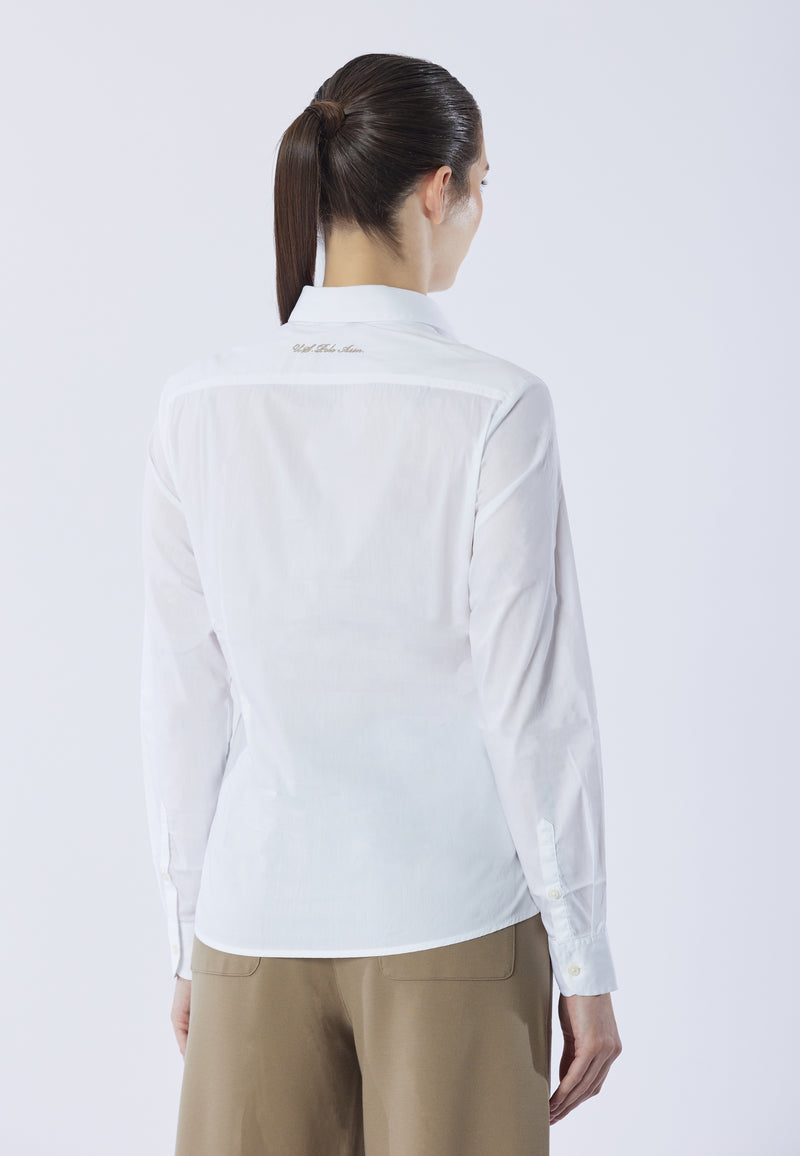 Camicia misto cotone stretch popeline con ricamo
