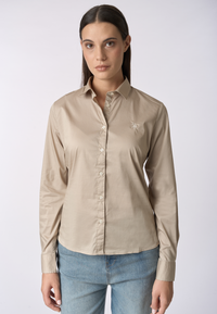 Camicia misto cotone stretch popeline con ricamo