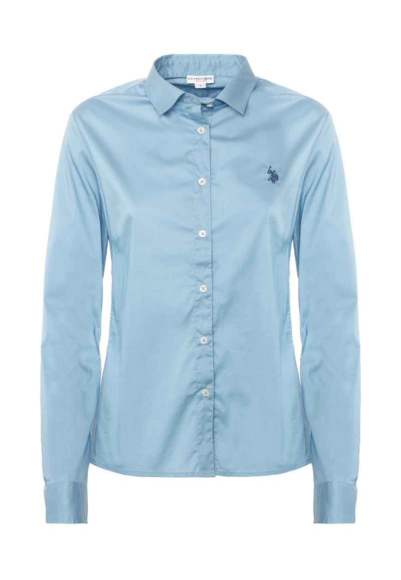 Camicia misto cotone stretch popeline con ricamo
