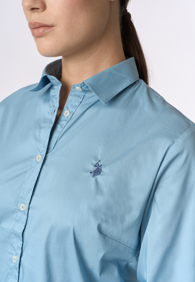 Camicia misto cotone stretch popeline con ricamo