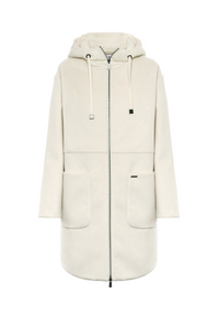 Giacca lunga con cappuccio in misto lana