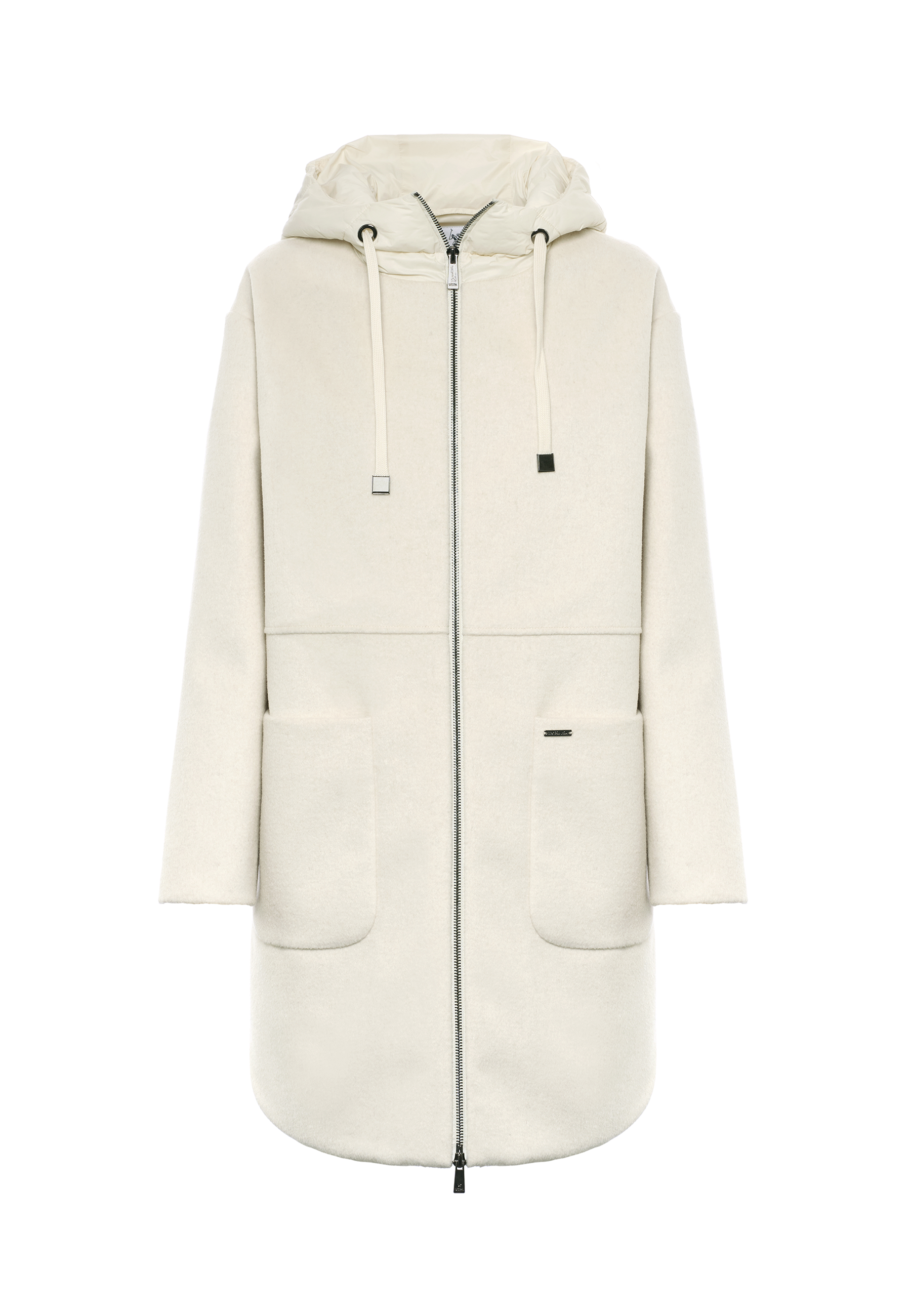 Giacca lunga con cappuccio in misto lana