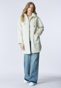 Giacca lunga con cappuccio in misto lana