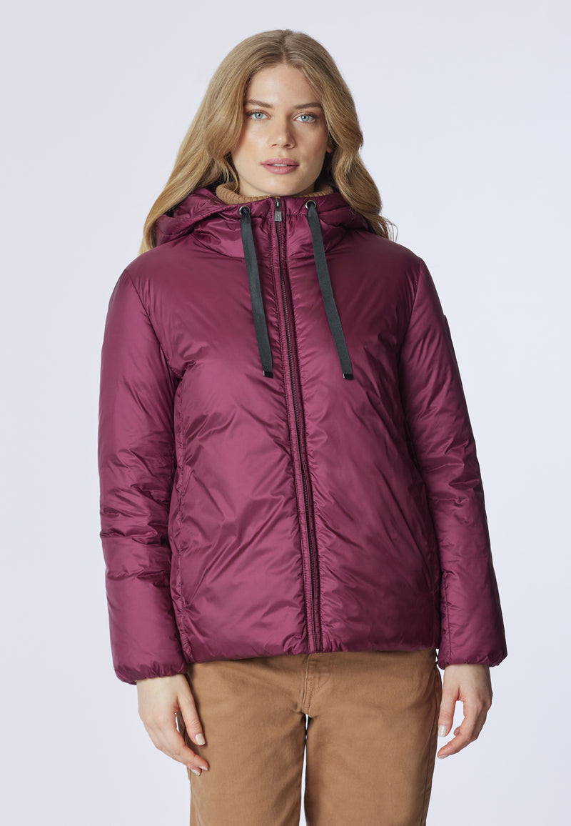 Giacca con cappuccio in nylon satin