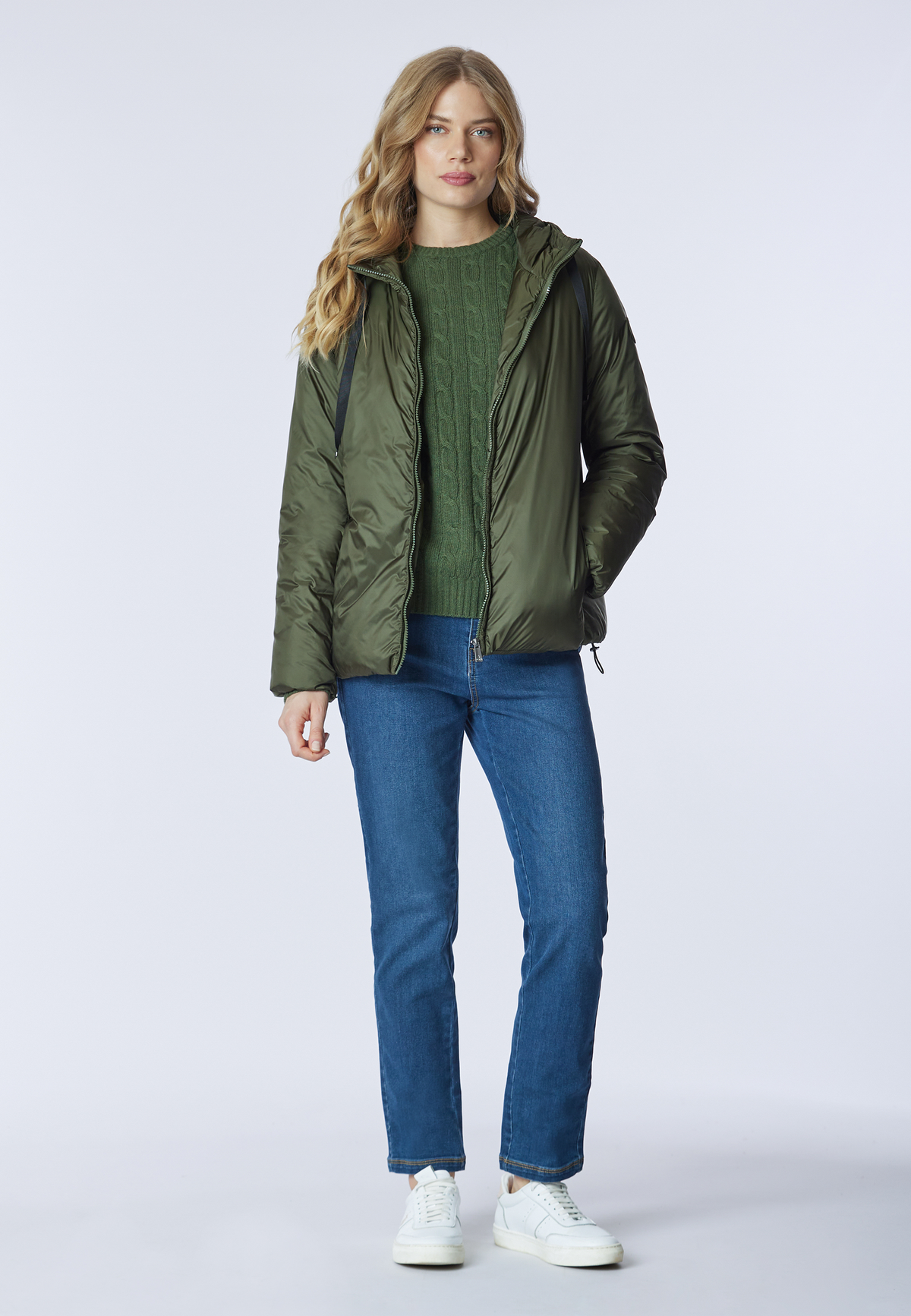 Giacca con cappuccio in nylon satin