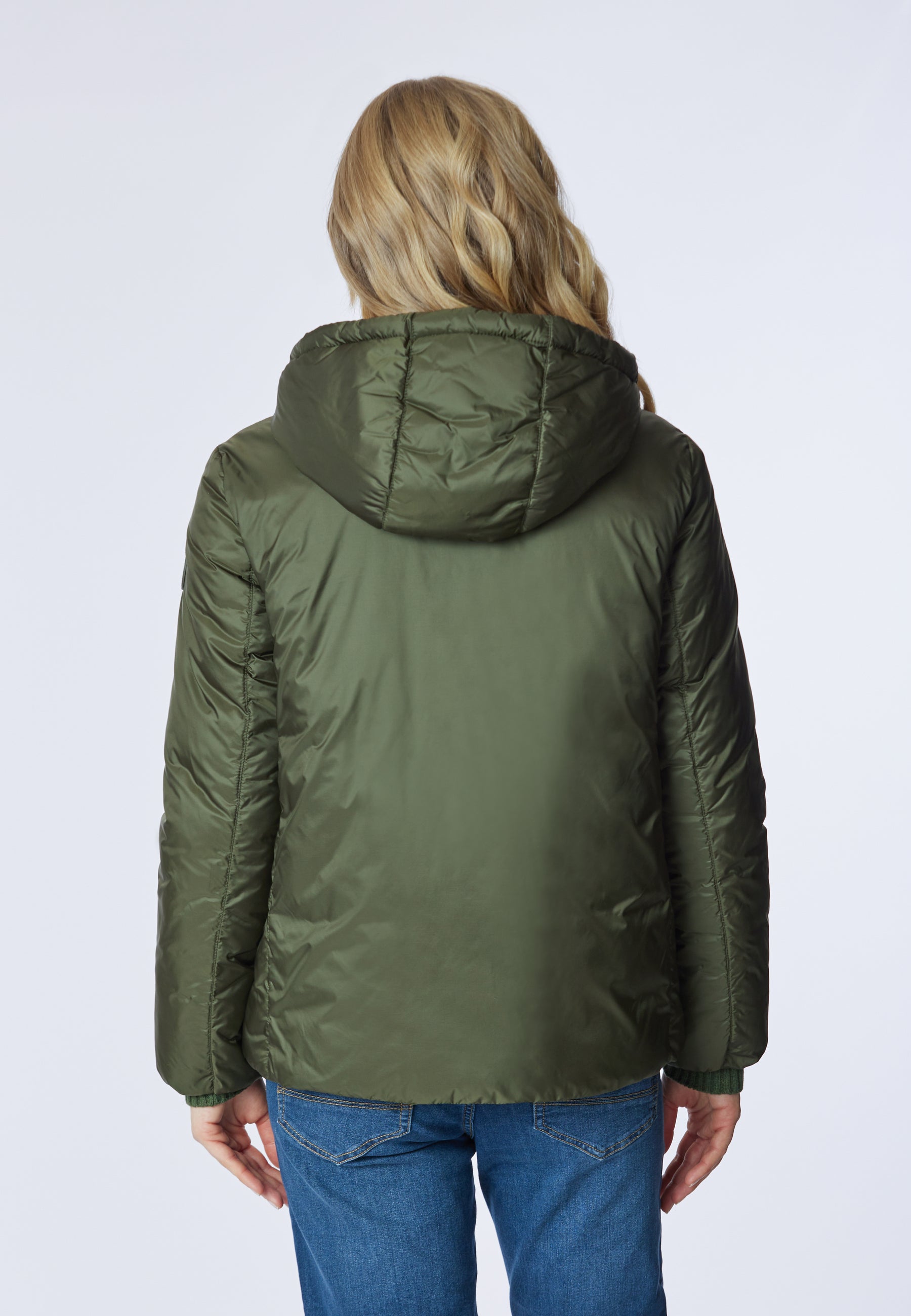 Giacca con cappuccio in nylon satin