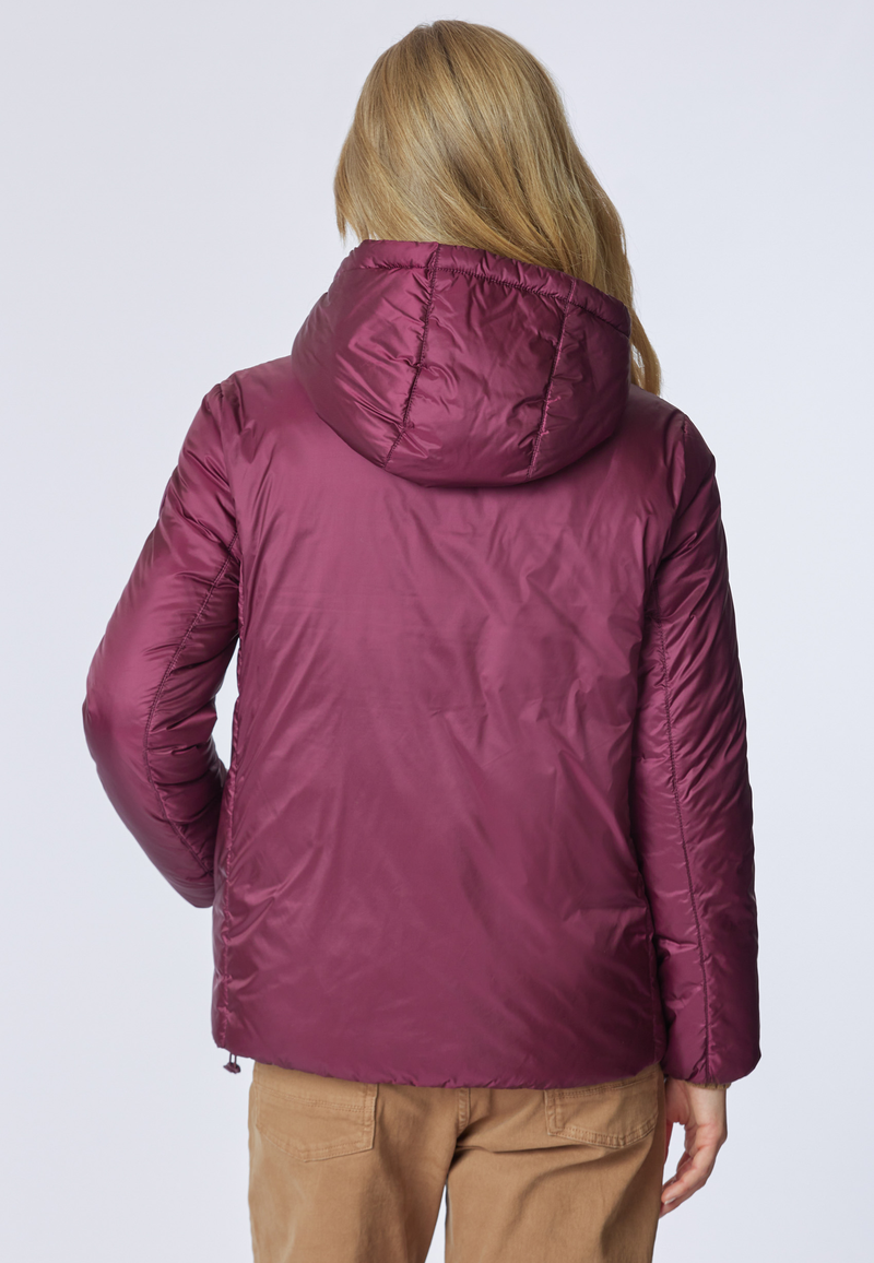 Giacca con cappuccio in nylon satin
