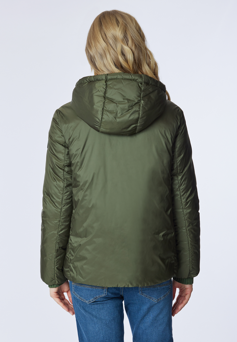 Giacca con cappuccio in nylon satin