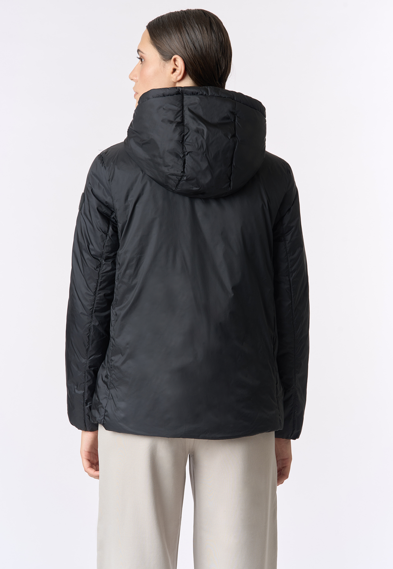 Giacca con cappuccio in nylon satin