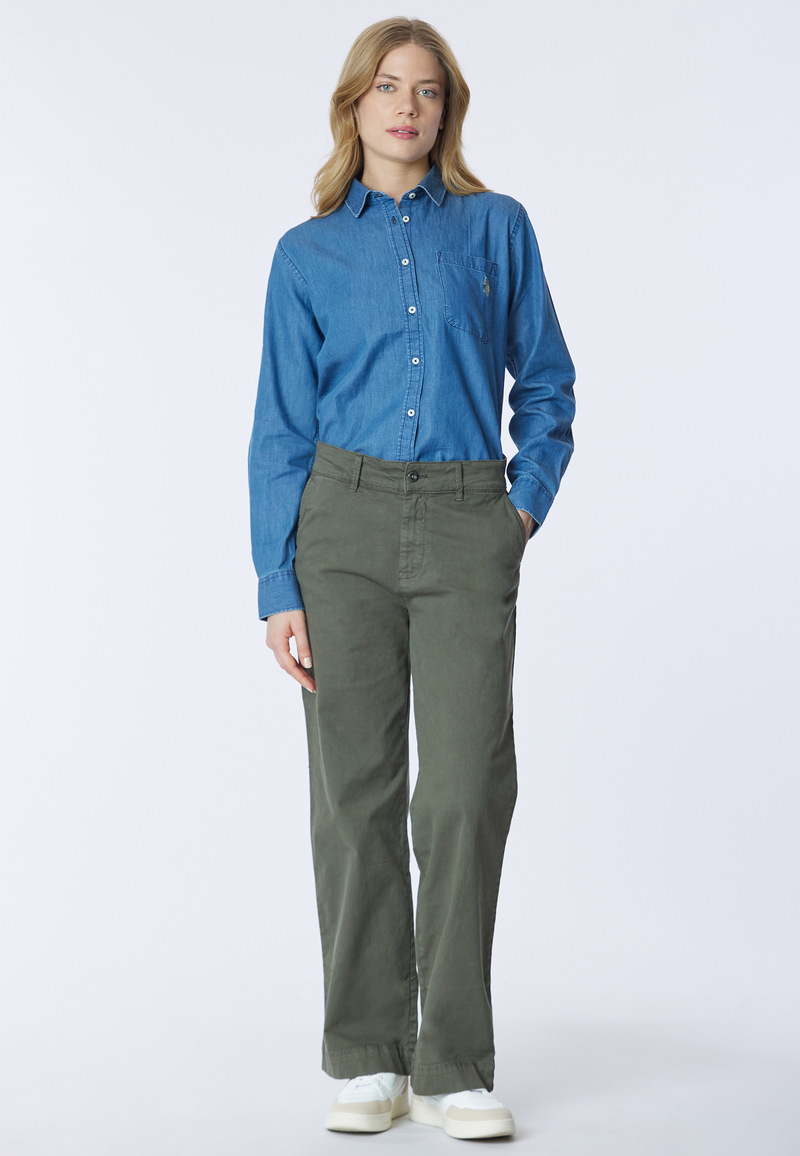 Pantalone chino da donna in cotone gabardine