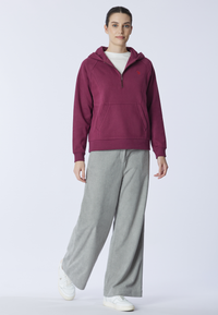 Felpa con cappuccio e zip un quarto