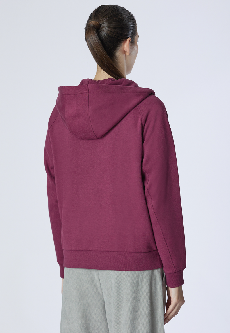 Felpa con cappuccio e zip un quarto