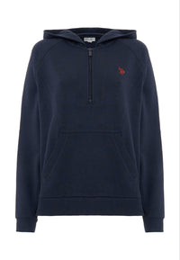 Felpa con cappuccio e zip un quarto