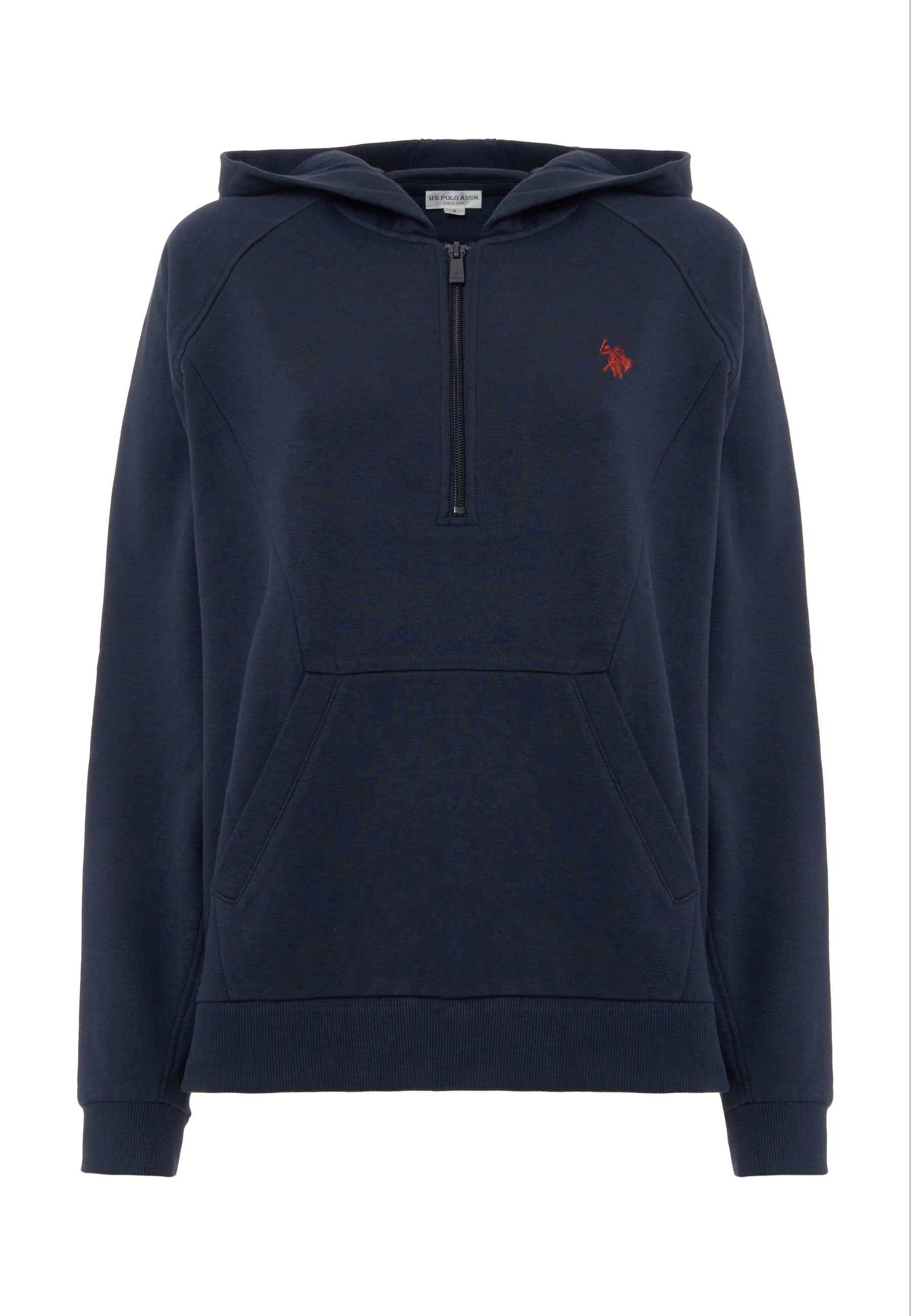 Felpa con cappuccio e zip un quarto