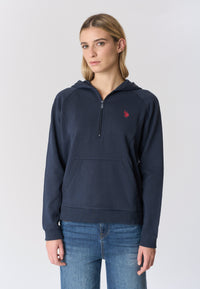 Felpa con cappuccio e zip un quarto