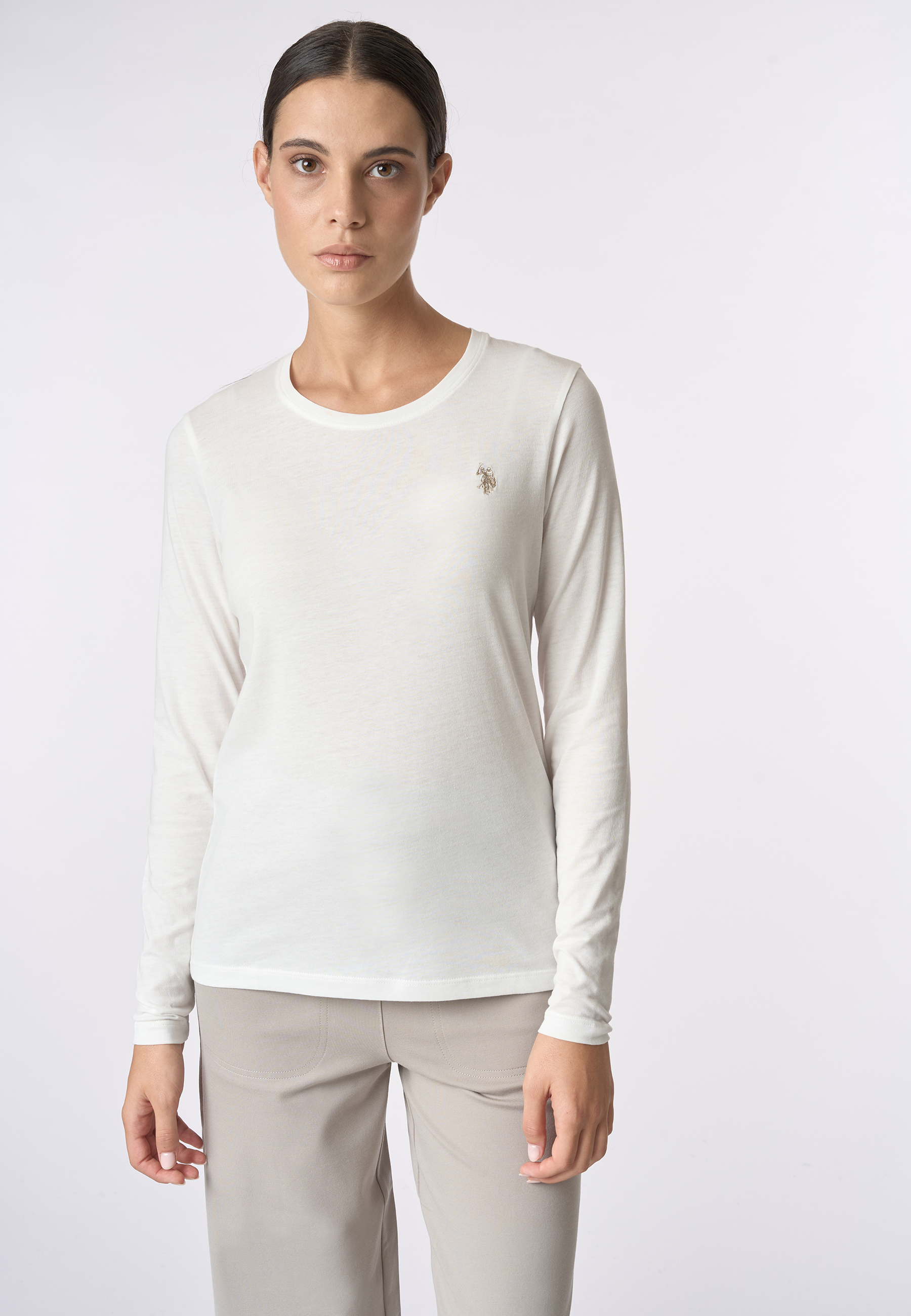 T-shirt girocollo a maniche lunghe con logo
