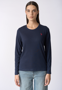 T-shirt girocollo a maniche lunghe con logo