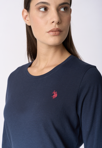 T-shirt girocollo a maniche lunghe con logo