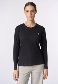 T-shirt girocollo a maniche lunghe con logo