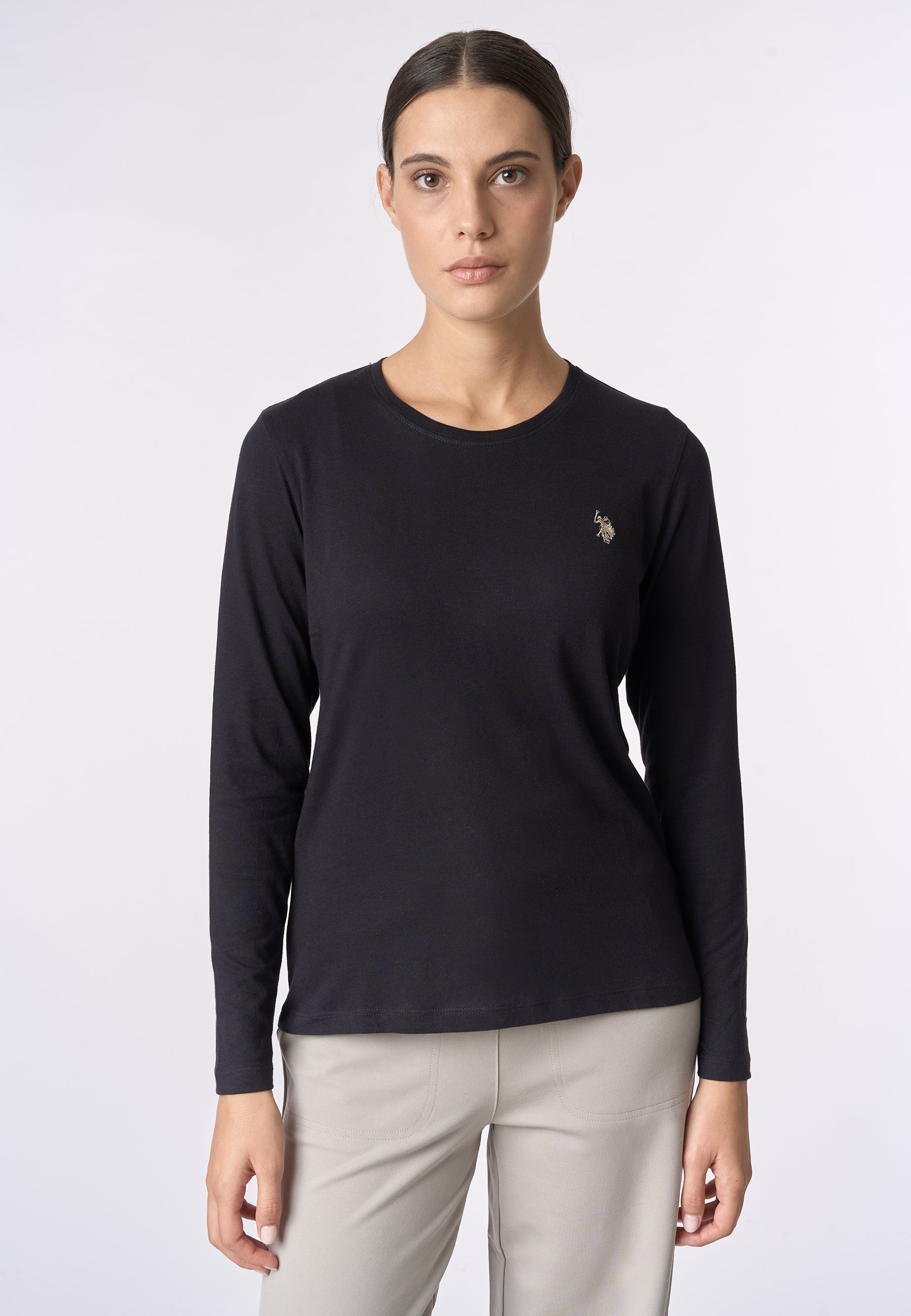 T-shirt girocollo a maniche lunghe con logo