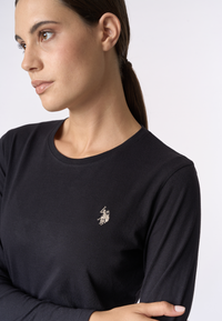 T-shirt girocollo a maniche lunghe con logo
