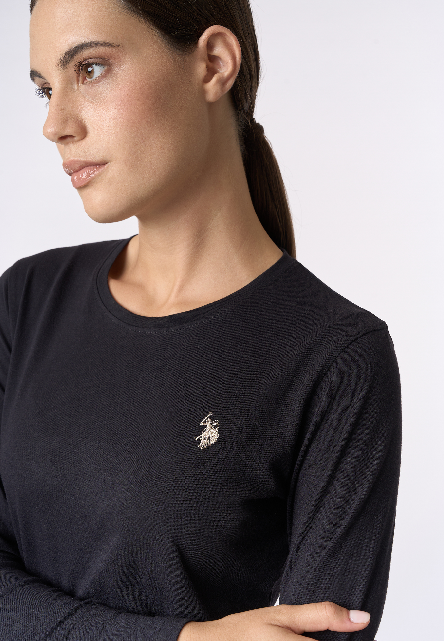 T-shirt girocollo a maniche lunghe con logo