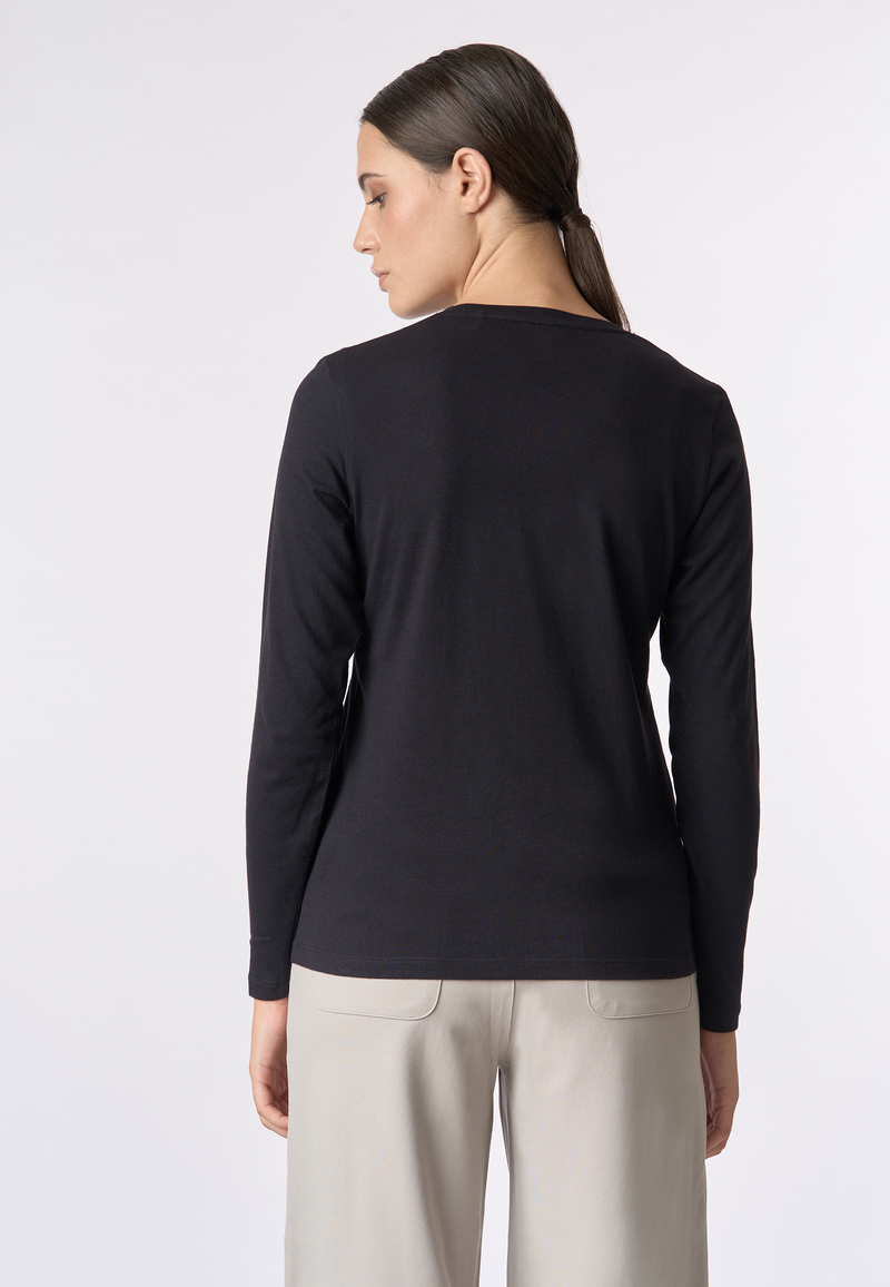 T-shirt girocollo a maniche lunghe con logo