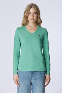 T-shirt a maniche lunghe scollo a V