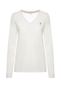 T-shirt a maniche lunghe scollo a V