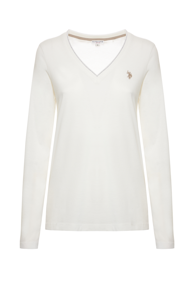 T-shirt a maniche lunghe scollo a V