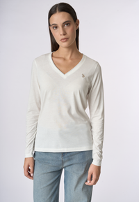 T-shirt a maniche lunghe scollo a V