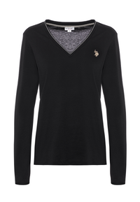 T-shirt a maniche lunghe scollo a V