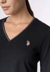 T-shirt a maniche lunghe scollo a V