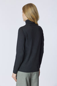 T-shirt con collo dolcevita in misto cotone e modale