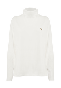 T-shirt con collo dolcevita in misto cotone e modale