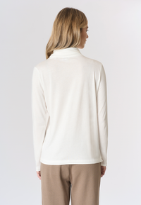 T-shirt con collo dolcevita in misto cotone e modale