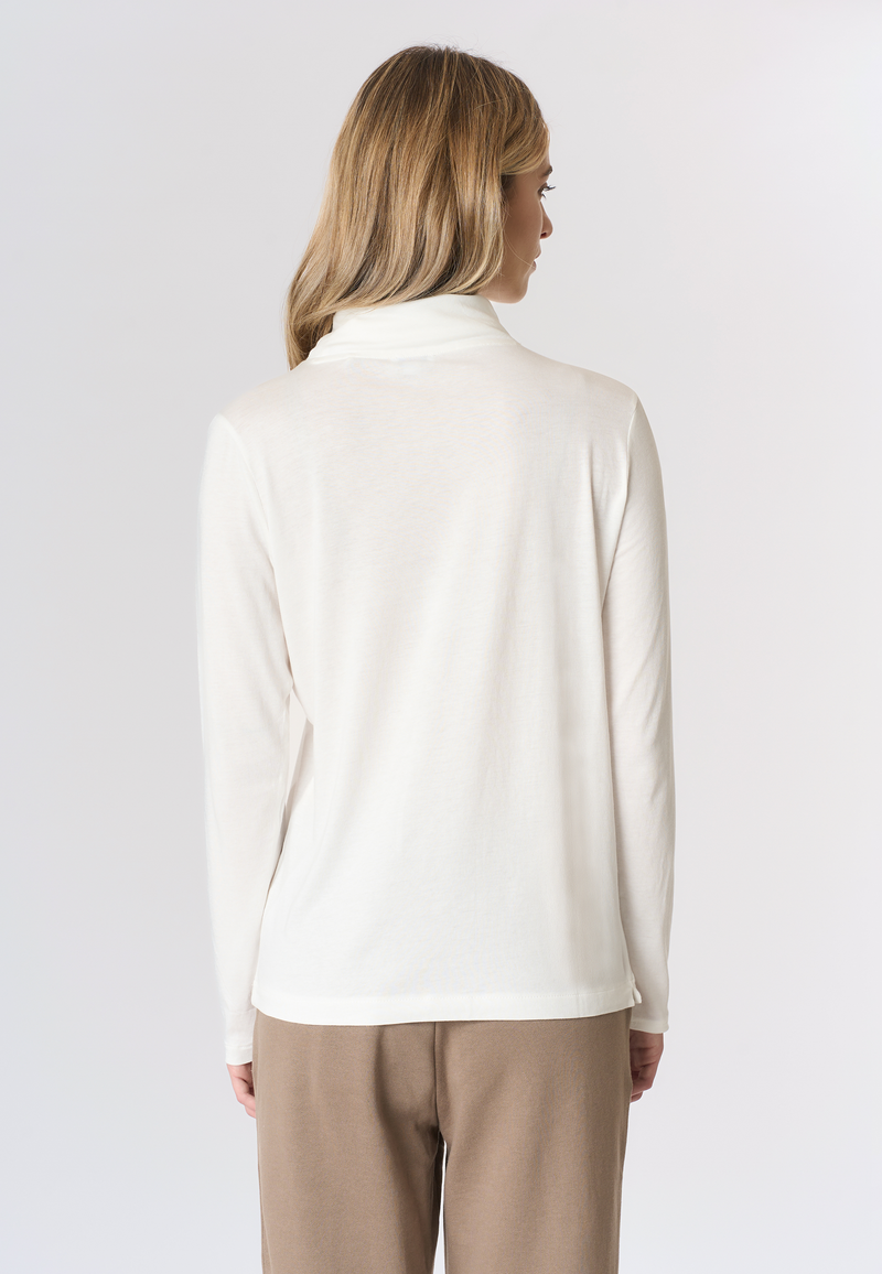 T-shirt con collo dolcevita in misto cotone e modale