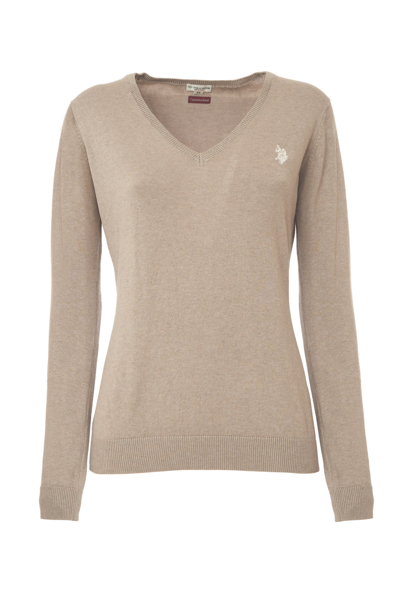 Maglia con scollo a V cotone e cashmere