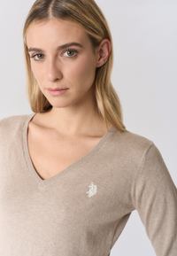 Maglia con scollo a V cotone e cashmere