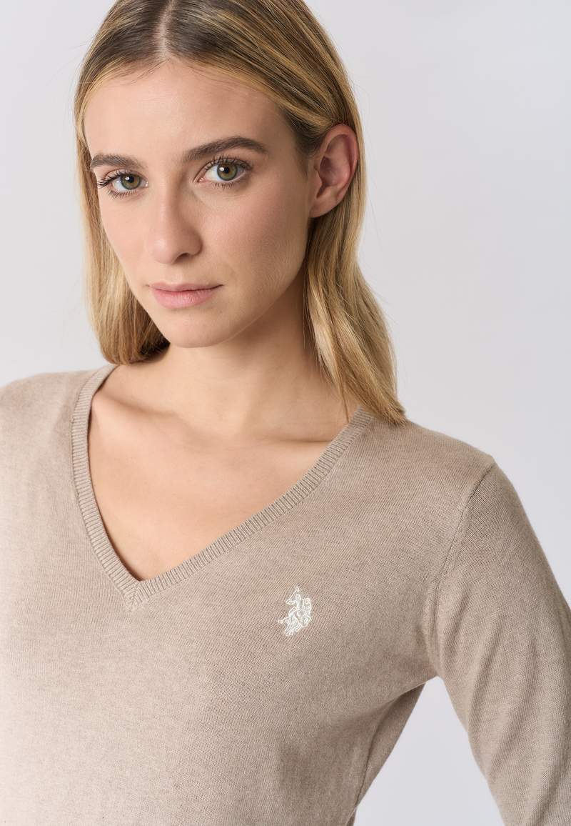 Maglia con scollo a V cotone e cashmere